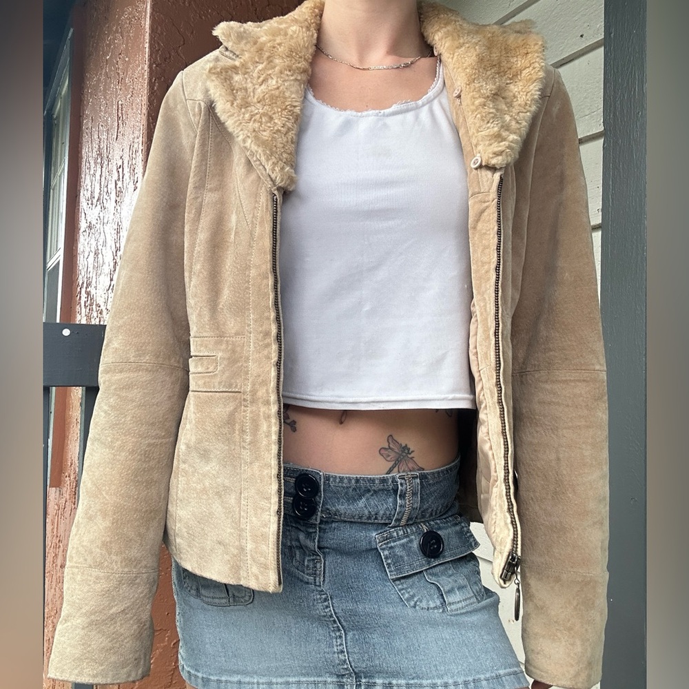Fall Winter American Vintage Fur Collar Jacket Y2K Soft Girl Model Off Duty